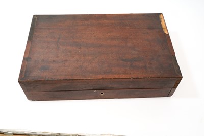 Lot 1095 - Rare boxed musical game, patented by Ann Young, 1801, with folding mahogany case, opening to reveal paper lined playing surface, with end drawers and well enclosing various engraved ivory dice,...