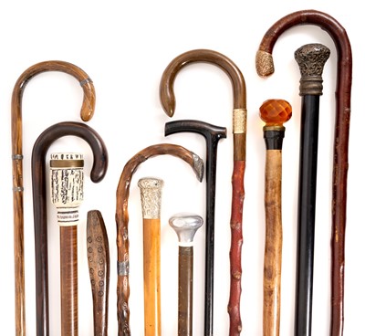 Lot 1117 - Collection of twelve various walking sticks