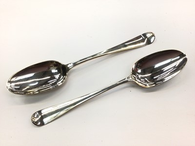 Lot 1126 - Pair of Georgian silver serving spoons