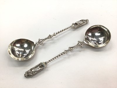 Lot 1127 - Pair of silver Apostle spoons (London import marks, 1930)