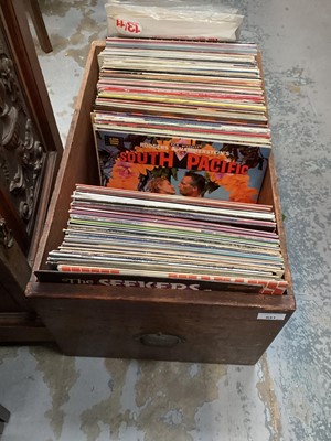 Lot 641 - Large collection of LP records, various artists including Ray Charles, Louis Armstrong, Country, Jazz etc - 1 box and two record cases