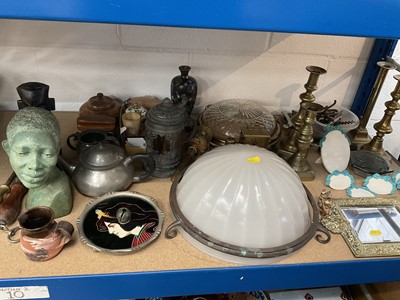 Lot 262 - Miscellaneous items including glass shades, metalwares and sundries