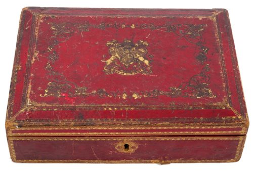 Lot 25 - Victorian red Morocco leather-covered document...