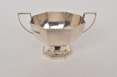 Lot 481 - Octagonal silver two handled sugar bowl