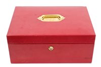 Lot 27 - Red leather despatch box with brass inset...