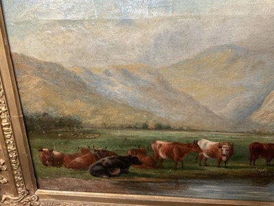 Lot 274 - Henry Wilkinson etching, game dogs, together with a signed Hugh Casson print and an oil of cattle in a highland landscape