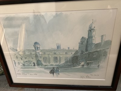 Lot 274 - Henry Wilkinson etching, game dogs, together with a signed Hugh Casson print and an oil of cattle in a highland landscape