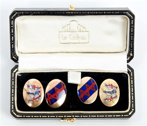 Lot 37 - Fine pair 1920s / 1930s gold (9ct) and enamel...