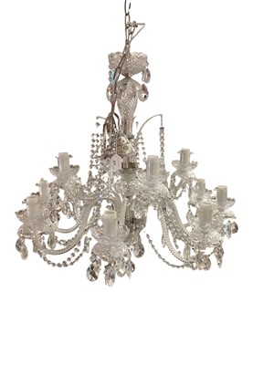 Lot 612 - Good quality cut glass chandelier with prismatic drops