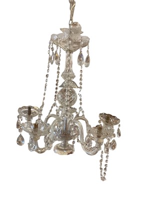 Lot 613 - Cut glass chandelier with prismatic drops