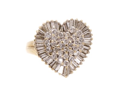 Lot 717 - Diamond ballerina cluster heart shape ring, approximately 2ct.