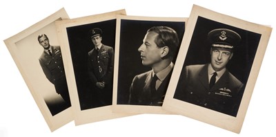 Lot 62 - H.R.H. Prince George Duke of Kent, four fine bromide print portrait photographs of the Duke wearing his RAF uniform by the Harlip Studio, Mayfair and signed by the photographer on the mounts, th...