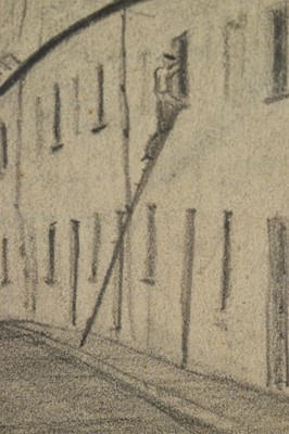 Lot 1350 - *Nan Youngman (1906-1995) graphite on paper - Augustus Street Ebbw Vale, signed and dated ‘51, heavily annotated, 25cm x 37cm in glazed frame