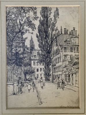 Lot 155 - Robert Goff (1877-1922) pencil sketch - Vevey Switzerland titled, dated and monogrammed