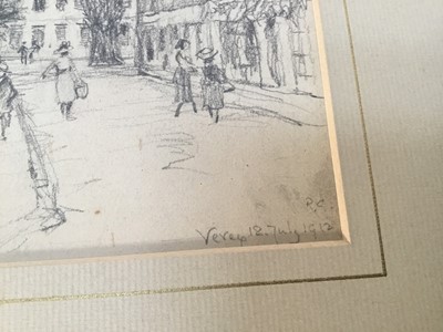 Lot 155 - Robert Goff (1877-1922) pencil sketch - Vevey Switzerland titled, dated and monogrammed