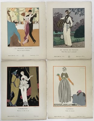 Lot 149 - Gazette du Bon Ton 4 x pochoir plates Pierre Brissaud, Louis Strimpl, George Barbier, George Lepape