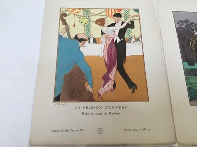 Lot 149 - Gazette du Bon Ton 4 x pochoir plates Pierre Brissaud, Louis Strimpl, George Barbier, George Lepape