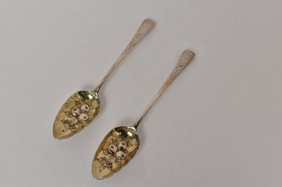 Lot 468 - Pair George IV silver table spoons, later converted to berry spoons