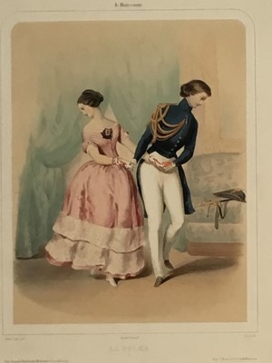 Lot 33 - Carlotta Grisi, the ballet dancer, the New Jenny Lind Polka sheet music cover published by Charles Holt, 1147, in carved giltwood frame, and two others