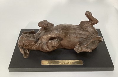 Lot 39 - Doris Lindner, cold cast bronze sculpture of a Dachshund, on a stone base