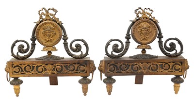 Lot 1129 - Good pair of early 19th century French Empire style bronze chenet