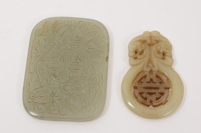 Lot 1128 - Two Chinese carved jade plaques