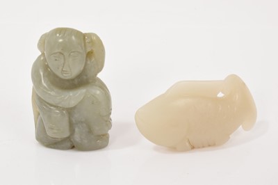 Lot 1127 - Two Chinese cared jade figures