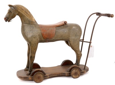 Lot 996 - Fine quality 19th century Swedish child's push along horse