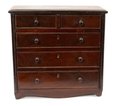 Lot 165 - Good early Victorian miniature mahogany apprentice piece chest of drawers