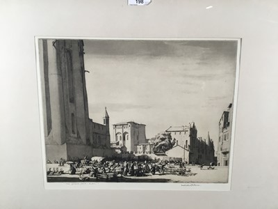 Lot 198 - Malcolm Osborne (1880-1963) etching and aquatint, The goose fair at Albi