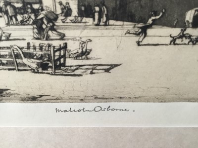 Lot 198 - Malcolm Osborne (1880-1963) etching and aquatint, The goose fair at Albi