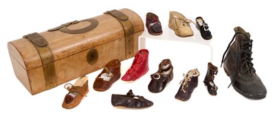 Lot 1004 - Collection of predominantly 19th century miniature leather shoes