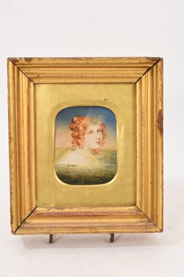 Lot 1008 - 19th century portrait miniature on ivory depicting a water deity