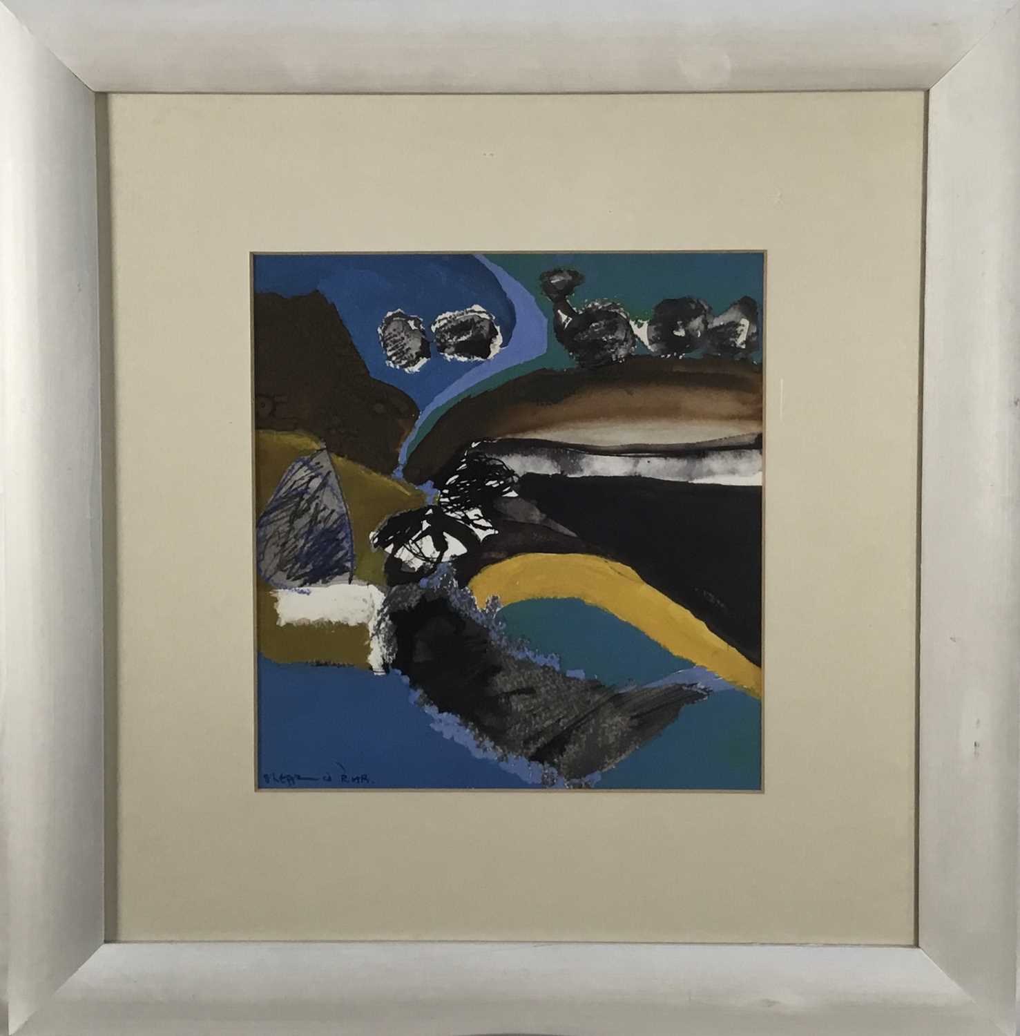 Lot 239 - Michael Sheppard (b. 1936) ‘Black Rock’ mixed media and collage on paper, 24 x 23cm