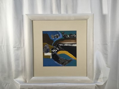 Lot 239 - Michael Sheppard (b. 1936) ‘Black Rock’ mixed media and collage on paper, 24 x 23cm