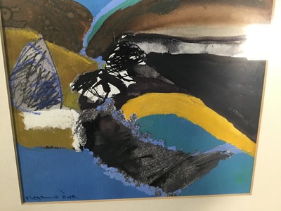 Lot 239 - Michael Sheppard (b. 1936) ‘Black Rock’ mixed media and collage on paper, 24 x 23cm