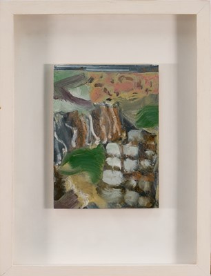 Lot 1361 - *Brendan Stuart Burns (b. 1963) oil on board - Westdale Front, 1996, 21cm x 17cm, in glazed frame