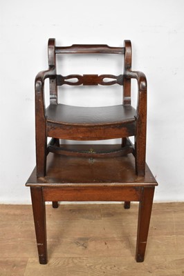 Lot 1512 - Mid 19th century mahogany child's high chair on stand, total height