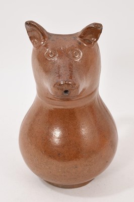 Lot 316 - Salt glazed stoneware zoomorphic jug, 19th/20th century, 22.5cm high