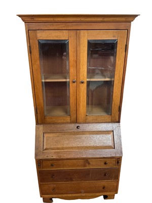 Lot 1284 - Miniature teak bureau bookcase