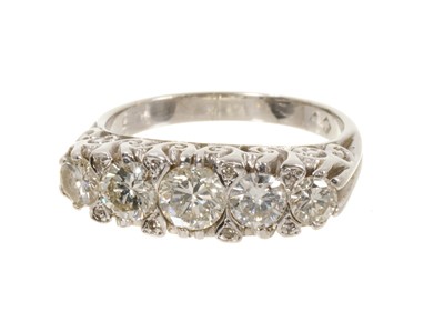 Lot 625 - Victorian-style diamond five stone ring, estimated total diamond weight approximately 1.25ct