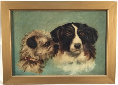 Lot 231 - Late Victorian oil on canvas S E Schofield - portrait of two dogs