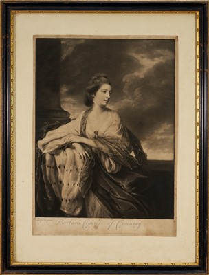 Lot 356 - "Barbara, Countess of Coventry" mezzotint, James Watson after Reynolds circa 1770, rare proof on laid paper, before all letters, framed and glazed Hogarth frame 70 x 54cms