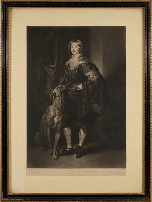 Lot 354 - Richard Earlom after Anthony van Dyke 1773, mezzotint, "James Stuart, Duke of Richmond", rare proof before any letters, published by Boydell, framed and glazed 10 x 54cms