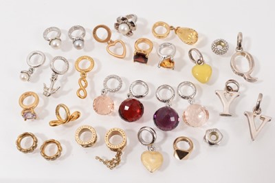 Lot 78 - Collection of silver and gem-set charms to include Jennifer Lopez 'J Lo' Collection 'Endless' charms, Christina charms, etc (approximately 28)