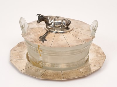 Lot 528 - Victorian silver butter dish with glass liner, (Sheffield 1861), maker Henry Wilkinson