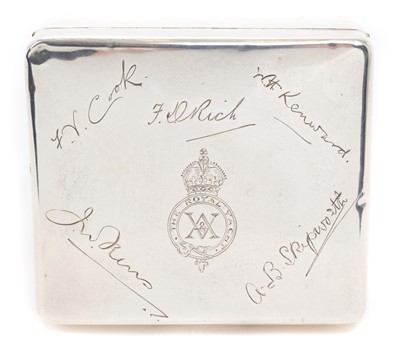 Lot 133 - Of Royal Yacht interest, 1930s silver presentation cigarette box