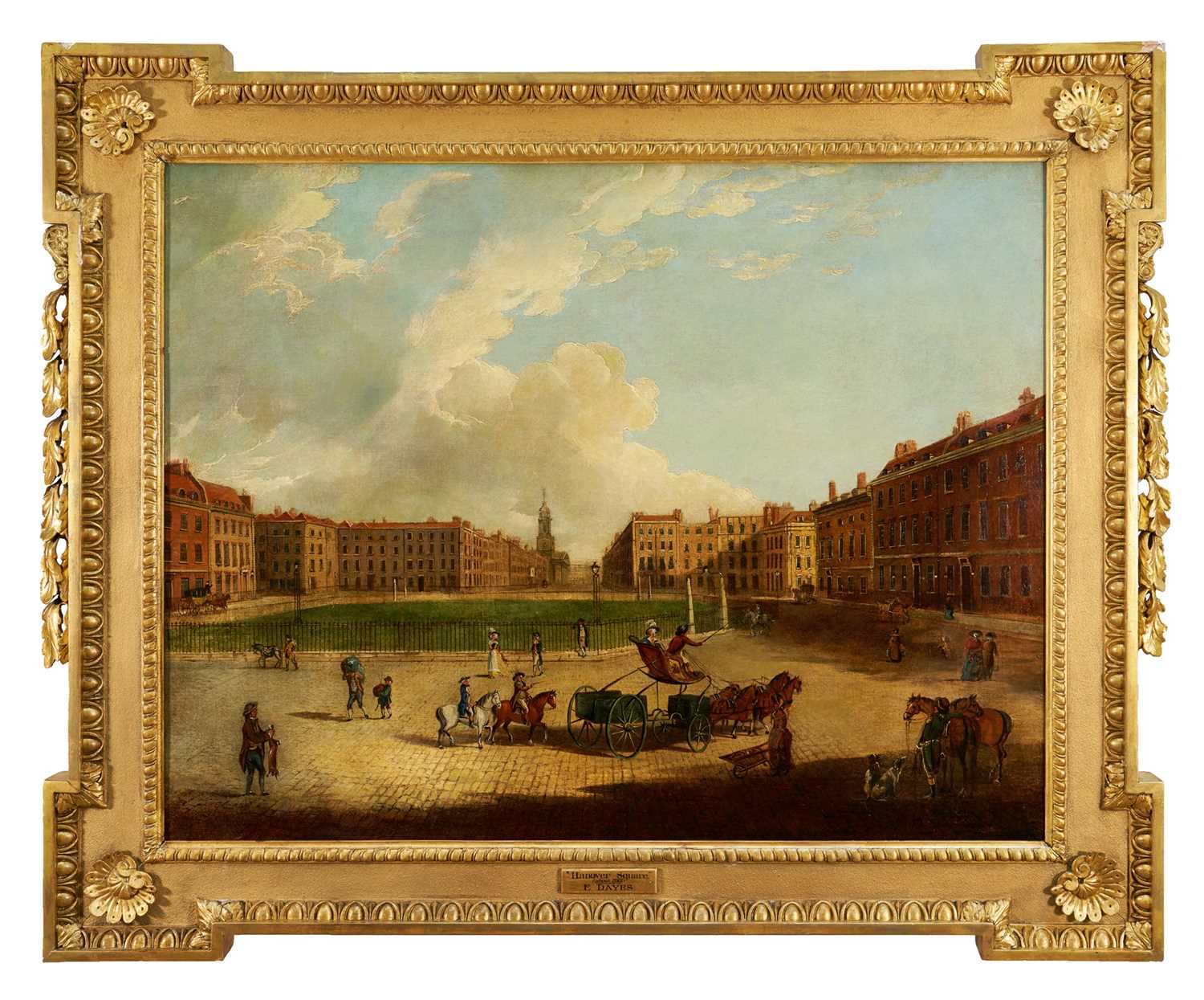 Lot 1302 - Edward Dayes (1763-1804) oil on canvas - Hanover Square, circa 1785, 71.5cm x 91.5cm, in fine 'Kent' frame.Provenance: property from Edward Curzon, 6th Earl Howe of Gopsall Park