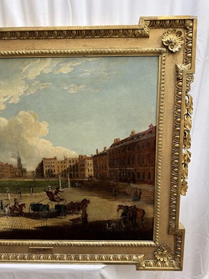 Lot 1302 - Edward Dayes (1763-1804) oil on canvas - Hanover Square, circa 1785, 71.5cm x 91.5cm, in fine 'Kent' frame.Provenance: property from Edward Curzon, 6th Earl Howe of Gopsall Park