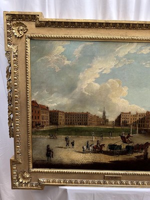 Lot 1302 - Edward Dayes (1763-1804) oil on canvas - Hanover Square, circa 1785, 71.5cm x 91.5cm, in fine 'Kent' frame.Provenance: property from Edward Curzon, 6th Earl Howe of Gopsall Park